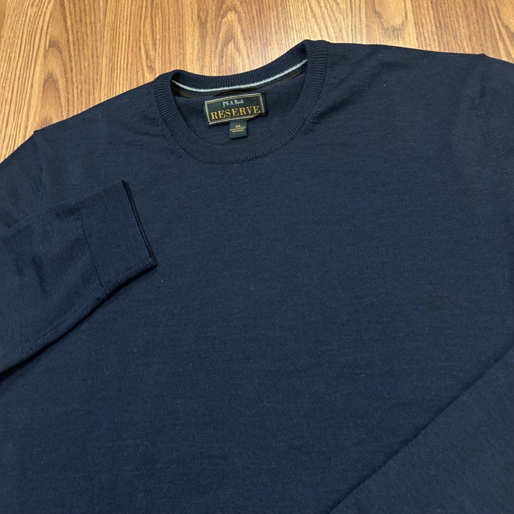 Jos. A. Bank Sweater Reserve Extra Fine Merino Wool Mens XL Navy Italian Yarn